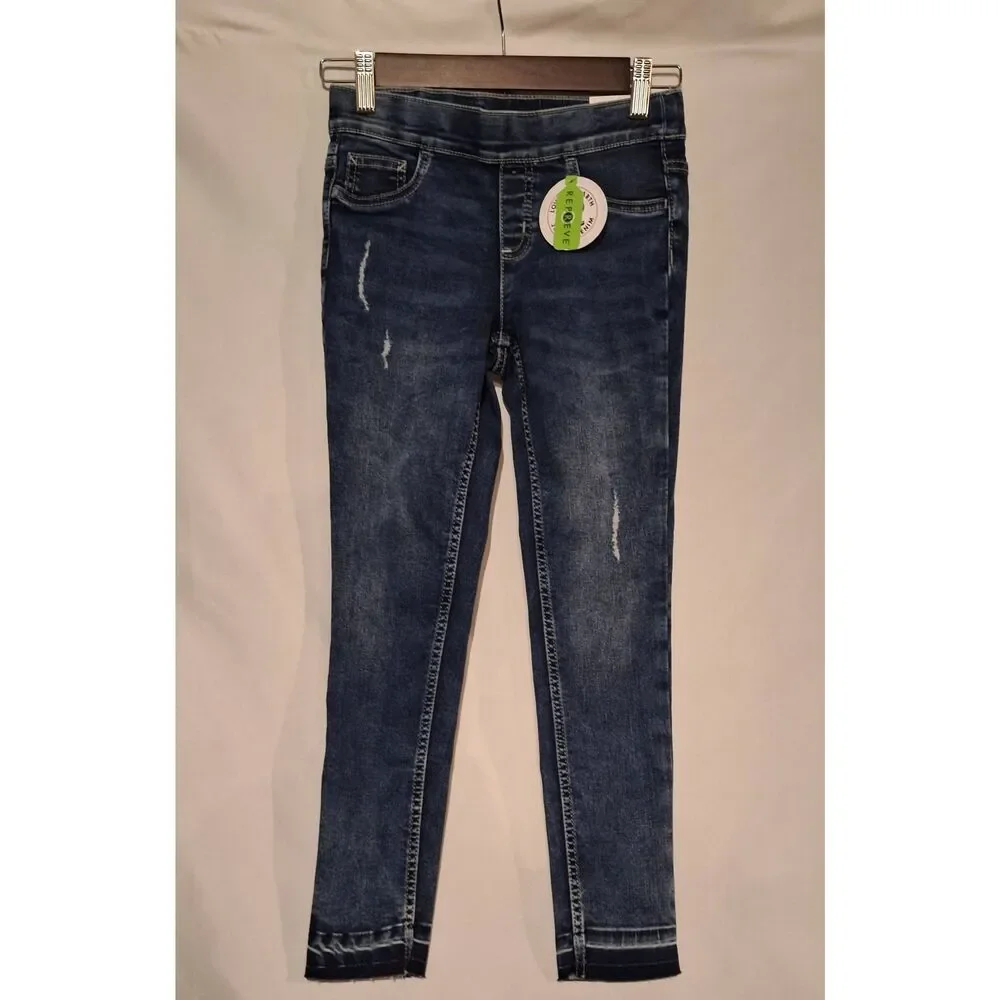 Justice Girls Denim Pull-On Stretch Distressed Legging Size 10 NEW